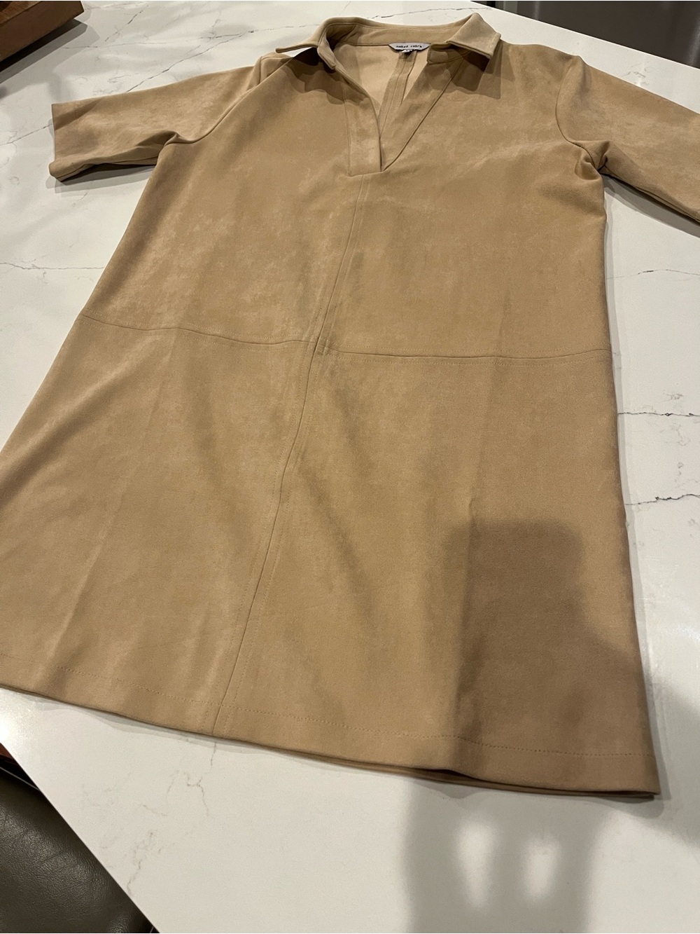 Naked Zebra Tan Collared Midi Dress
